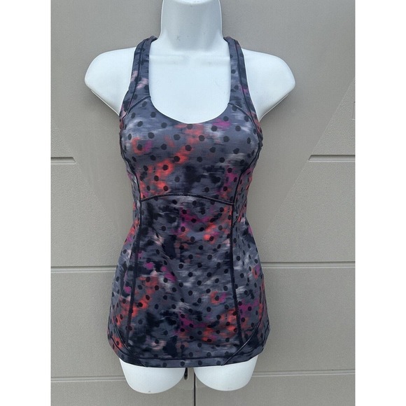 Lululemon Kanto Catch Me Tank Top Polka Dot Size 4 Windy Blooms Regal Plum Soft - Picture 4 of 10